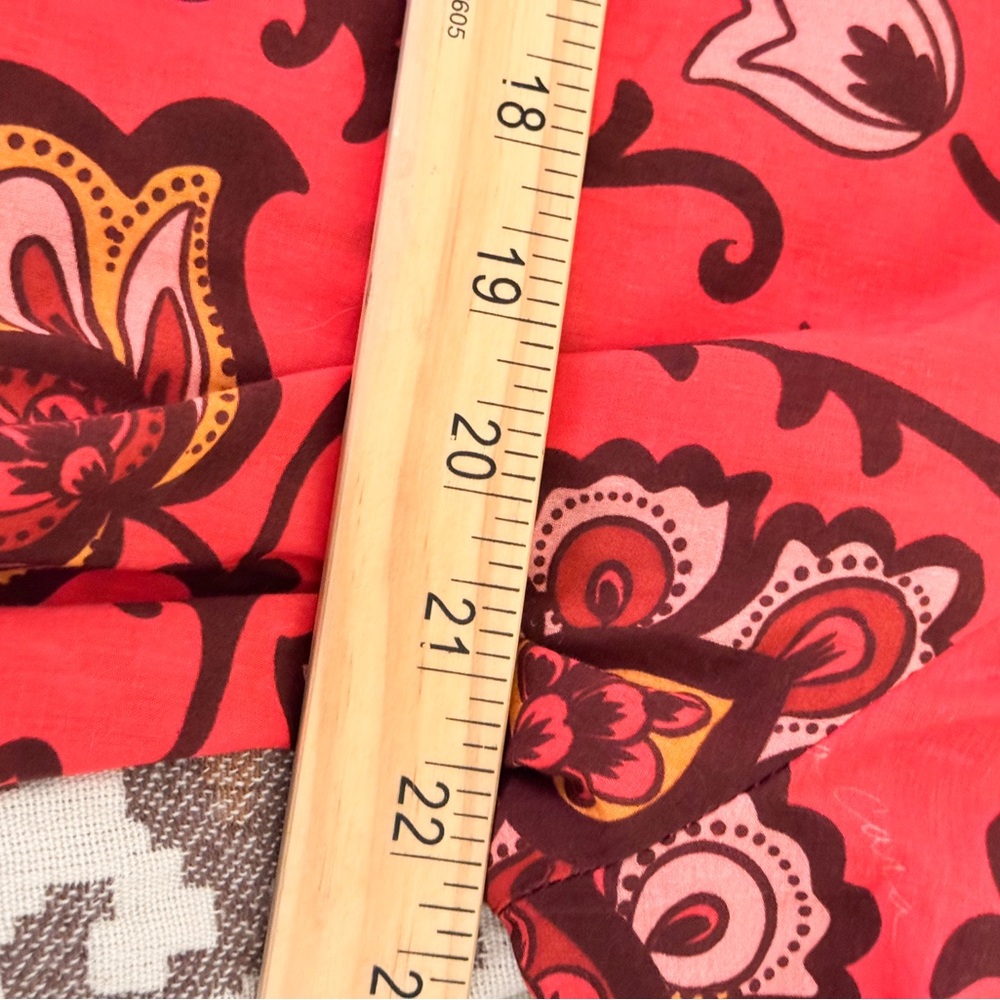 Cara Cara Luxe Bohemian Cotton Floral Red Women's PeasantTop Sz L - Picture 10 of 11